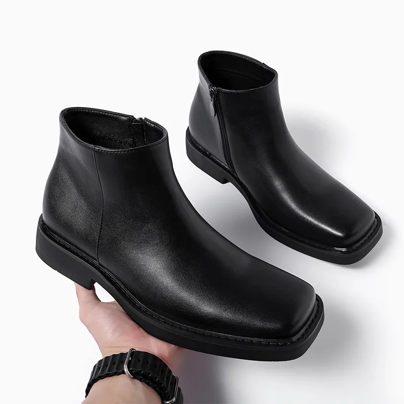Vintage Fashion Fabrics - Black New Fashion Men Casual Leather