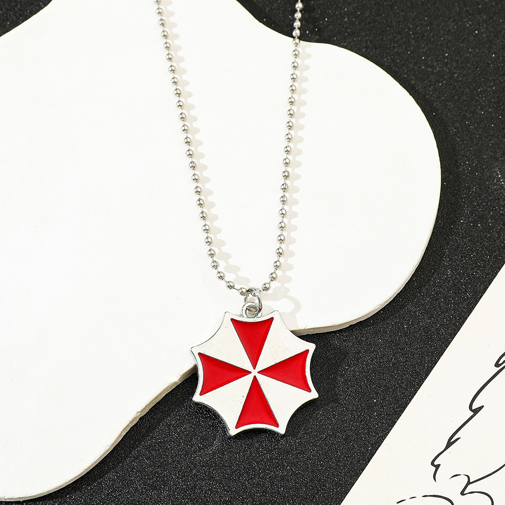 Vintage Fashion Model - Vintage Fashion Red Umbrella Pendant Necklace