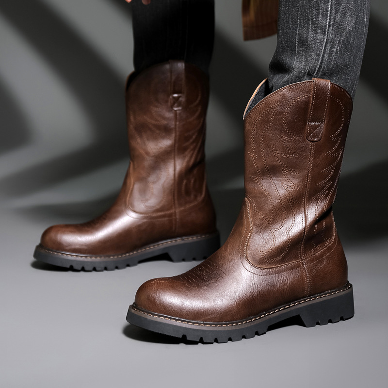 Vintage Fashion De - Fashion Mens Cowboy Boots New Embroidery