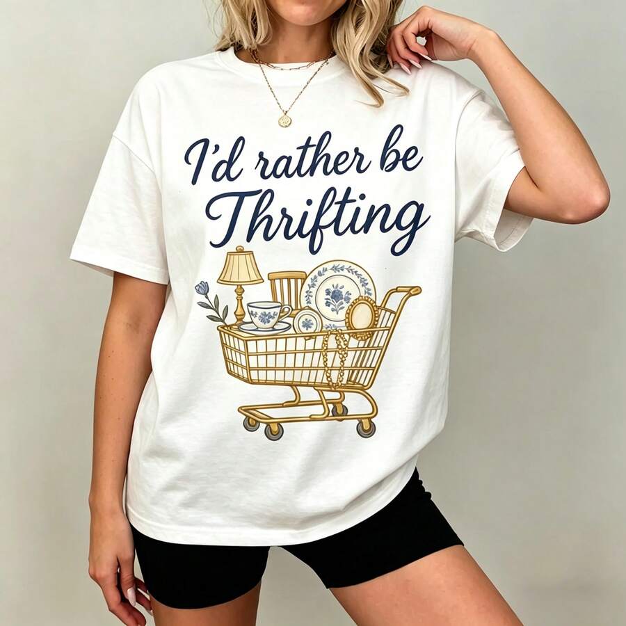 [Graphic Tee] 100% Cotton I'd  - огляд і ціна Vintage Fashion Thrift