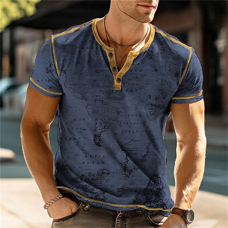Men's Henry Shirts Funny 3D Pr - огляд і ціна Vintage Fashion Prints
