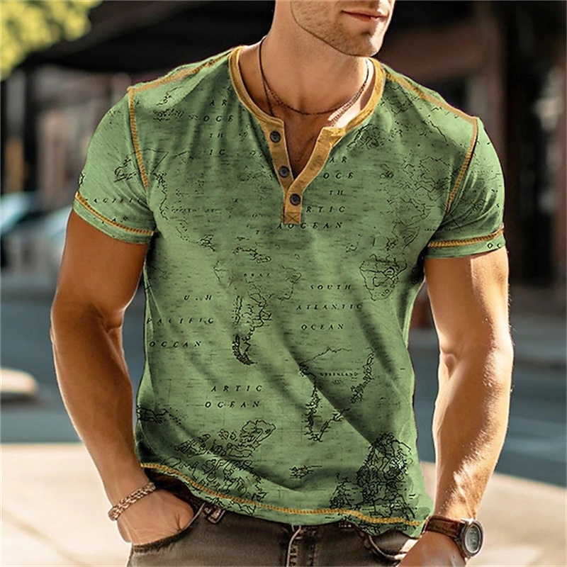 Men's Henry Shirts Funny 3D Pr - огляд і ціна Vintage Fashion Prints